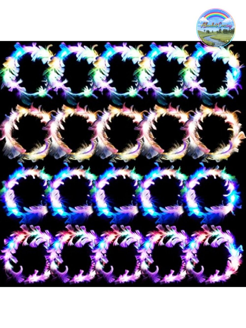 20 Pack LED Feather Crown Headbands Wedding Party Hair Accessories
